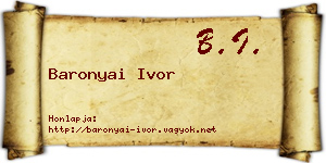 Baronyai Ivor névjegykártya